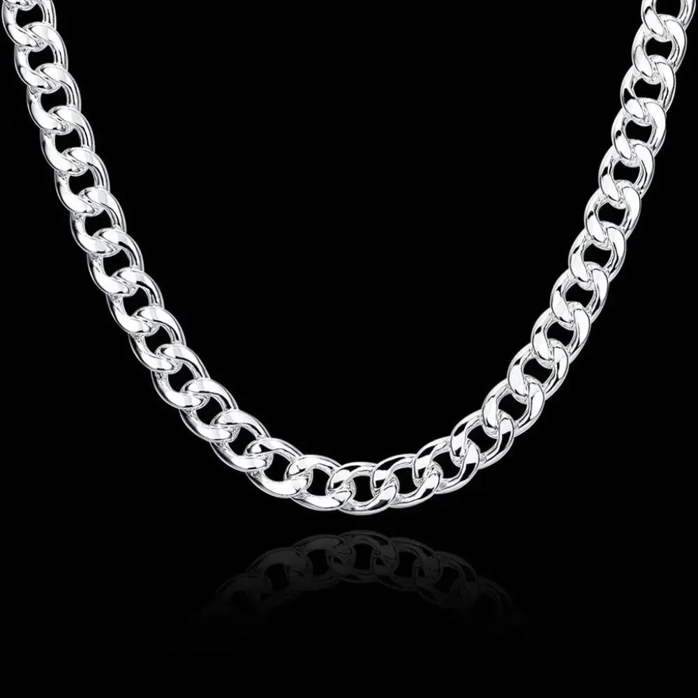 Awesome Large 22 Inch Cuban Link Chain 10mm Wide, Stamped 925 Sterling Silver - Picture 3 of 7